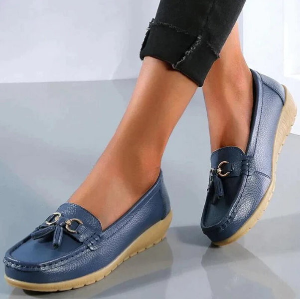 Koralie - Chaussures orthopédiques en cuir Bleu Fonce