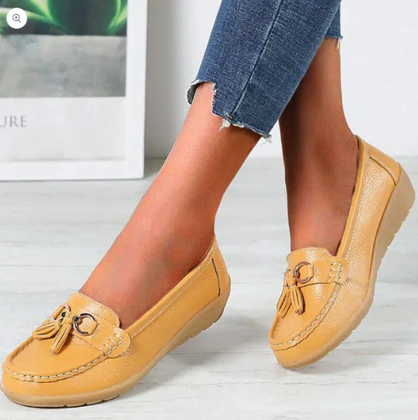 Koralie - Chaussures orthopédiques en cuir Jaune