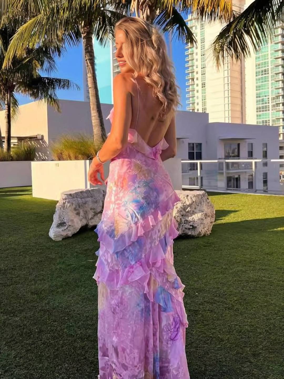 Kristelle – Robe Longue Fleurie Volantée Été Plage Femme 6