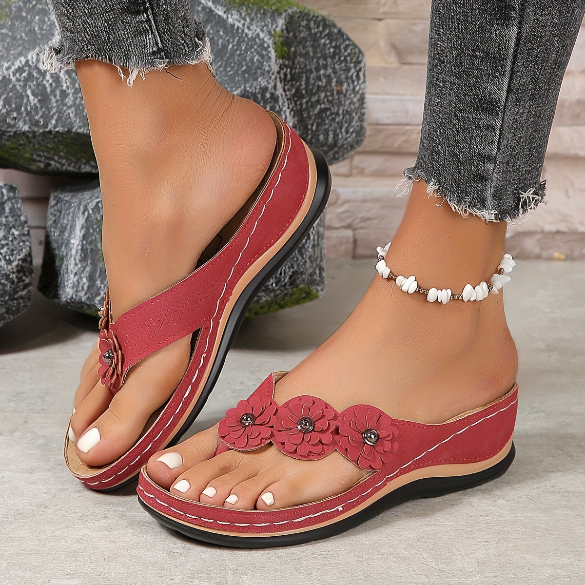 Kyana - Sandales orthopédiques Rouge