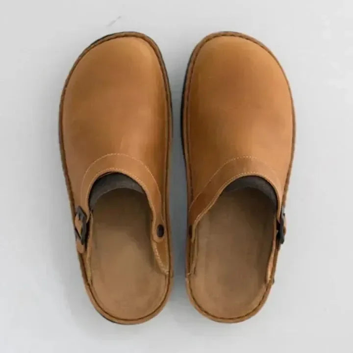 Lary - Pantoufles orthopédiques en cuir Beige 2