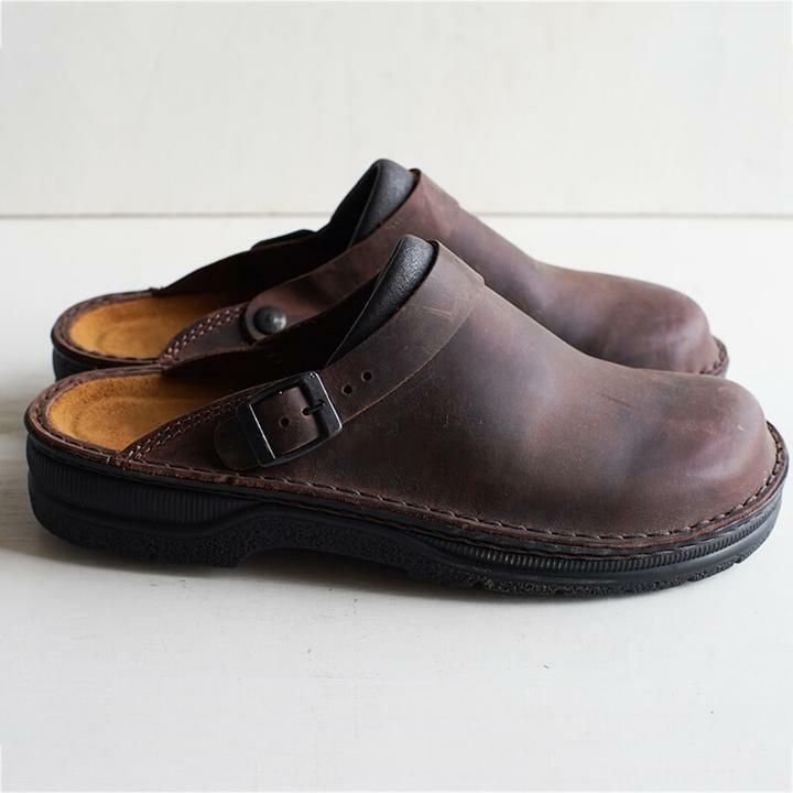 Lary - Pantoufles orthopédiques en cuir Marron fonce 2