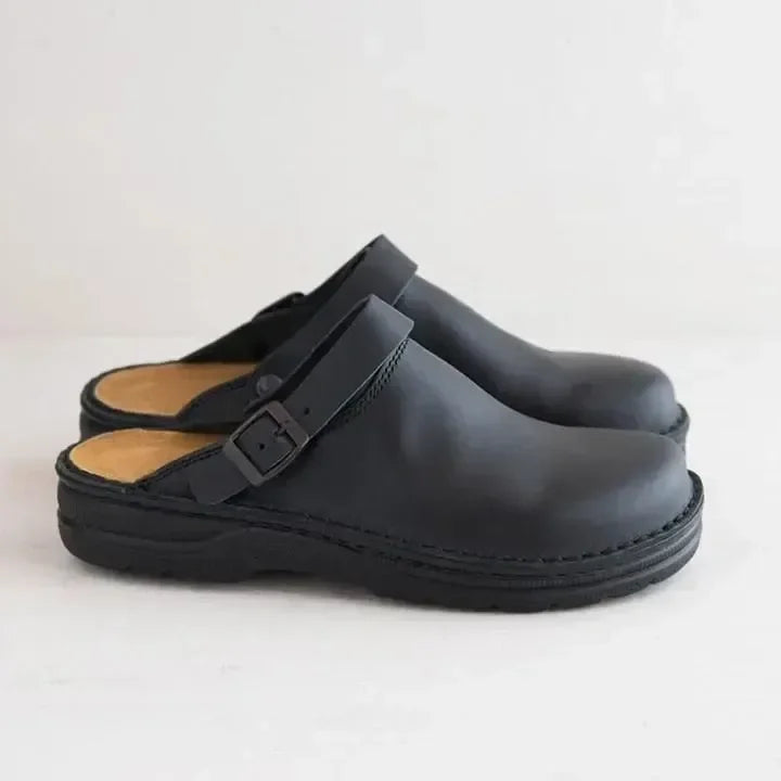 Lary - Pantoufles orthopédiques en cuir Noir 2