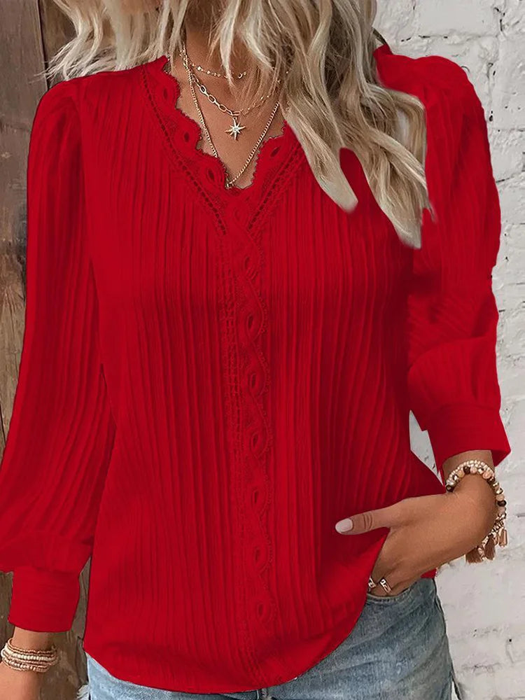 Laurah - Blouse Oversize Avec Allure Mode Rouge