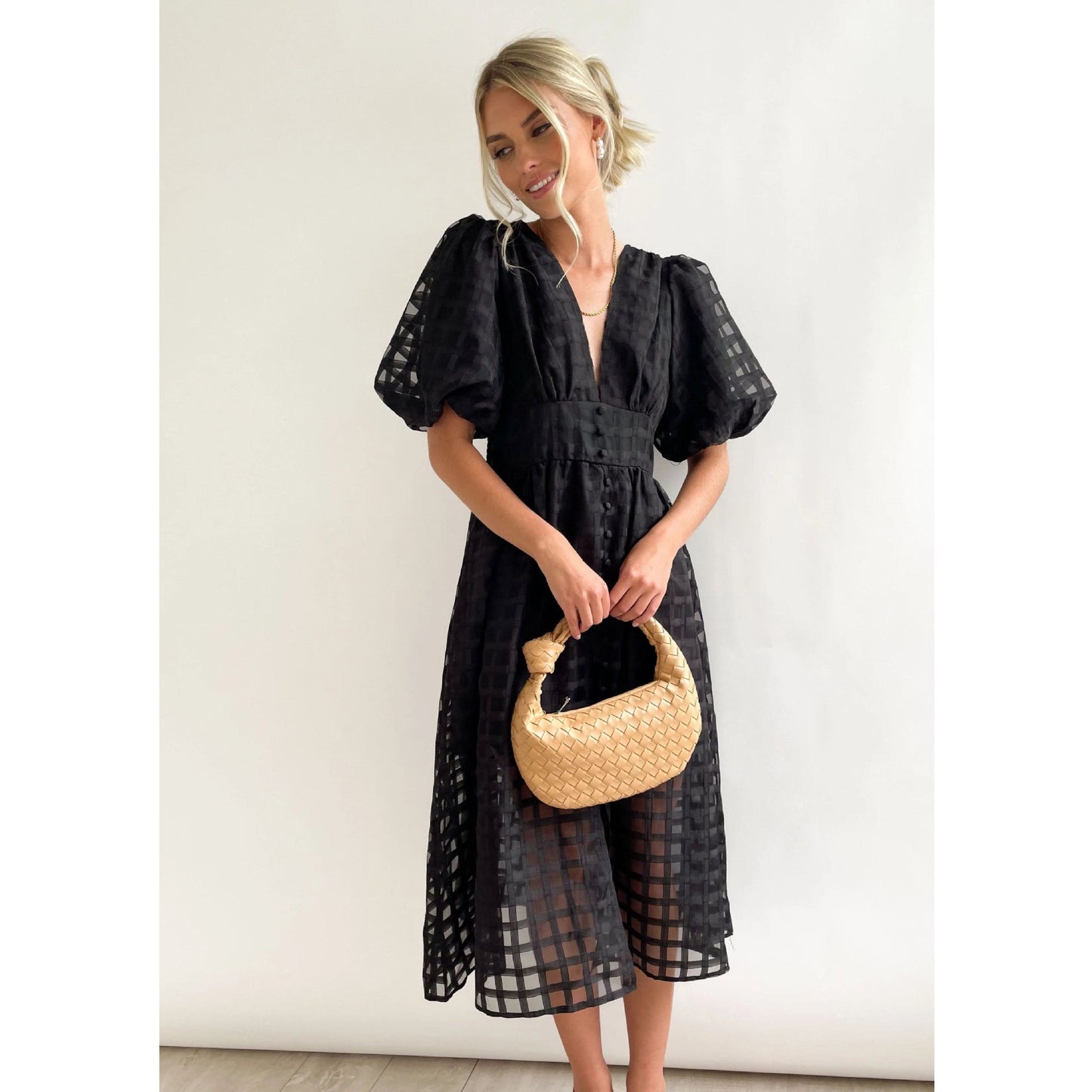Laure - Robe midi intemporelle Noir