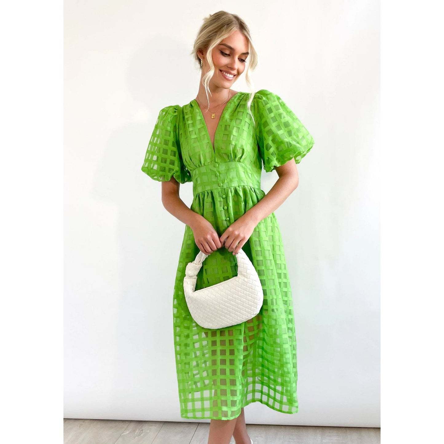 Laure - Robe midi intemporelle Vert