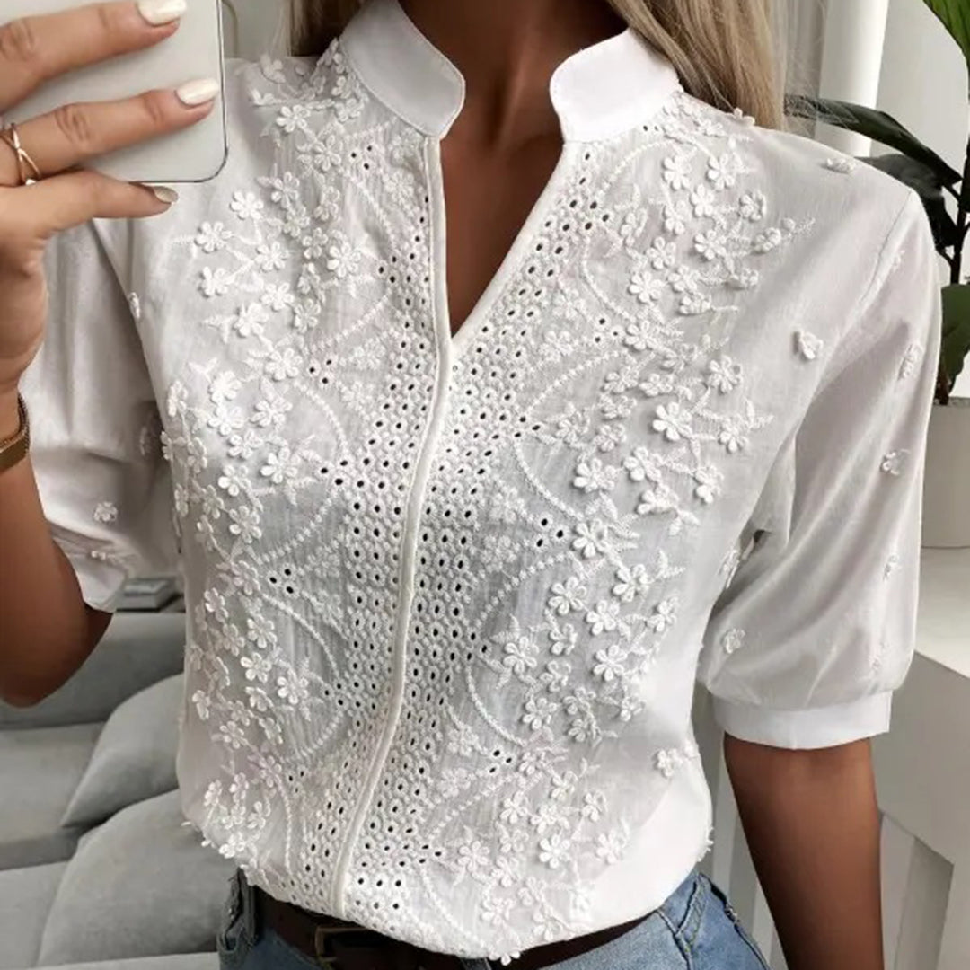 Lilia - Chic Femmes Blanc Chemisier Blanc 3