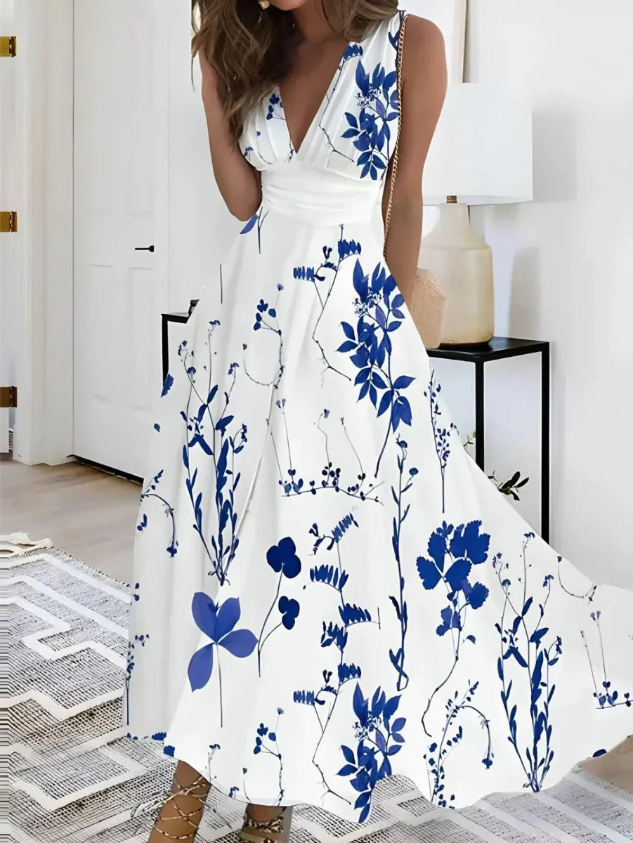 Liliane - Robe Chic Petal Fleur Bleu
