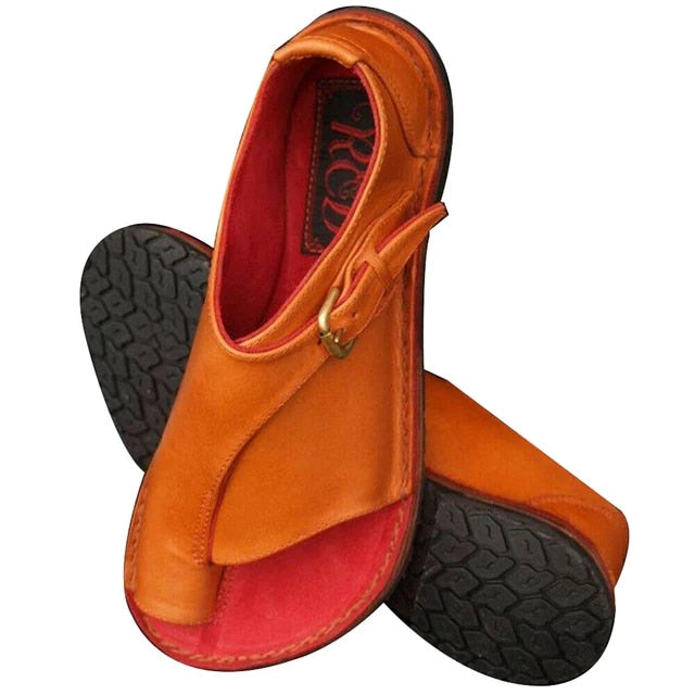 Lorraine - Sandales plates à boucle Orange