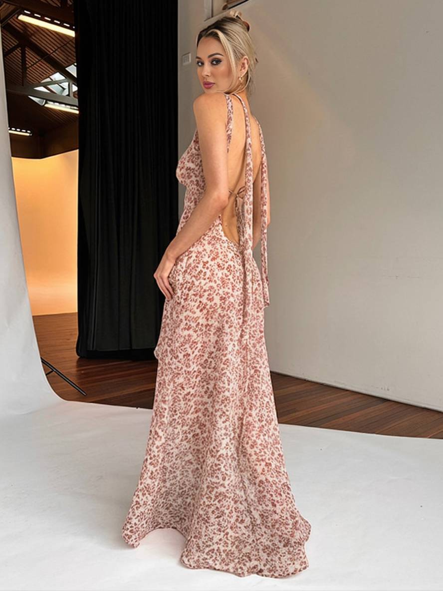 Lorraine – Robe Longue Fleurie Fendue Bohème Plage Femme 1
