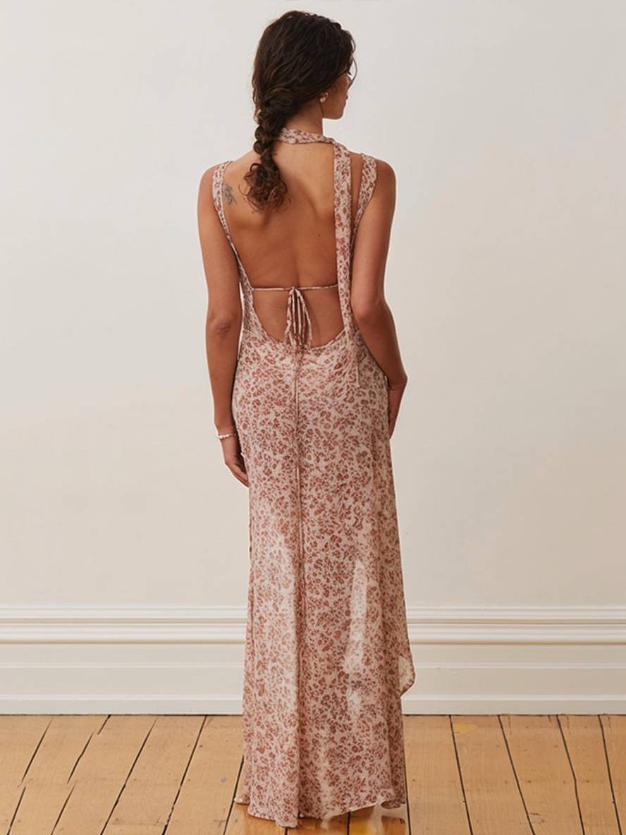Lorraine – Robe Longue Fleurie Fendue Bohème Plage Femme 6