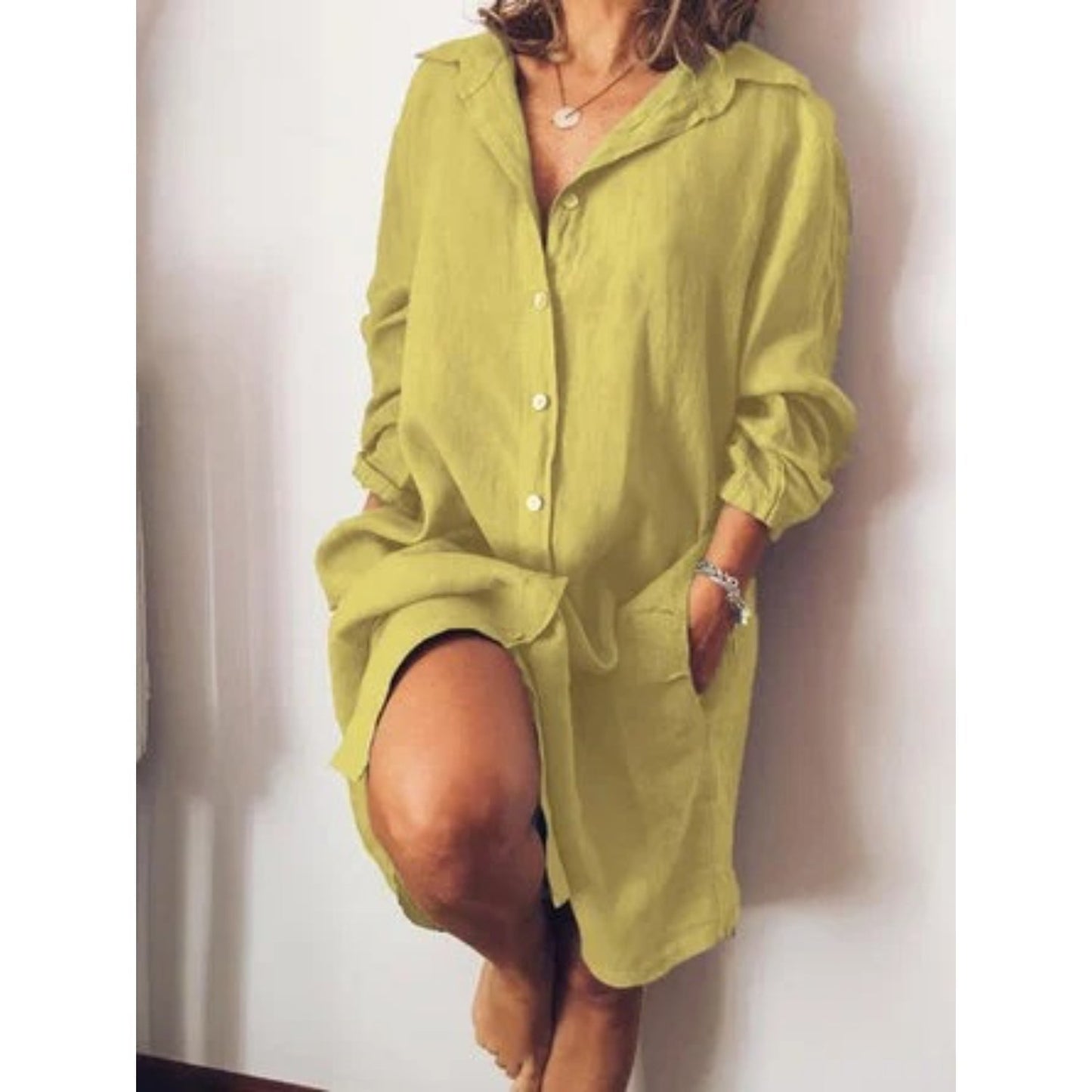 Lory - Blouse Estivale En Lin Avec Coupe Fluide Jaune