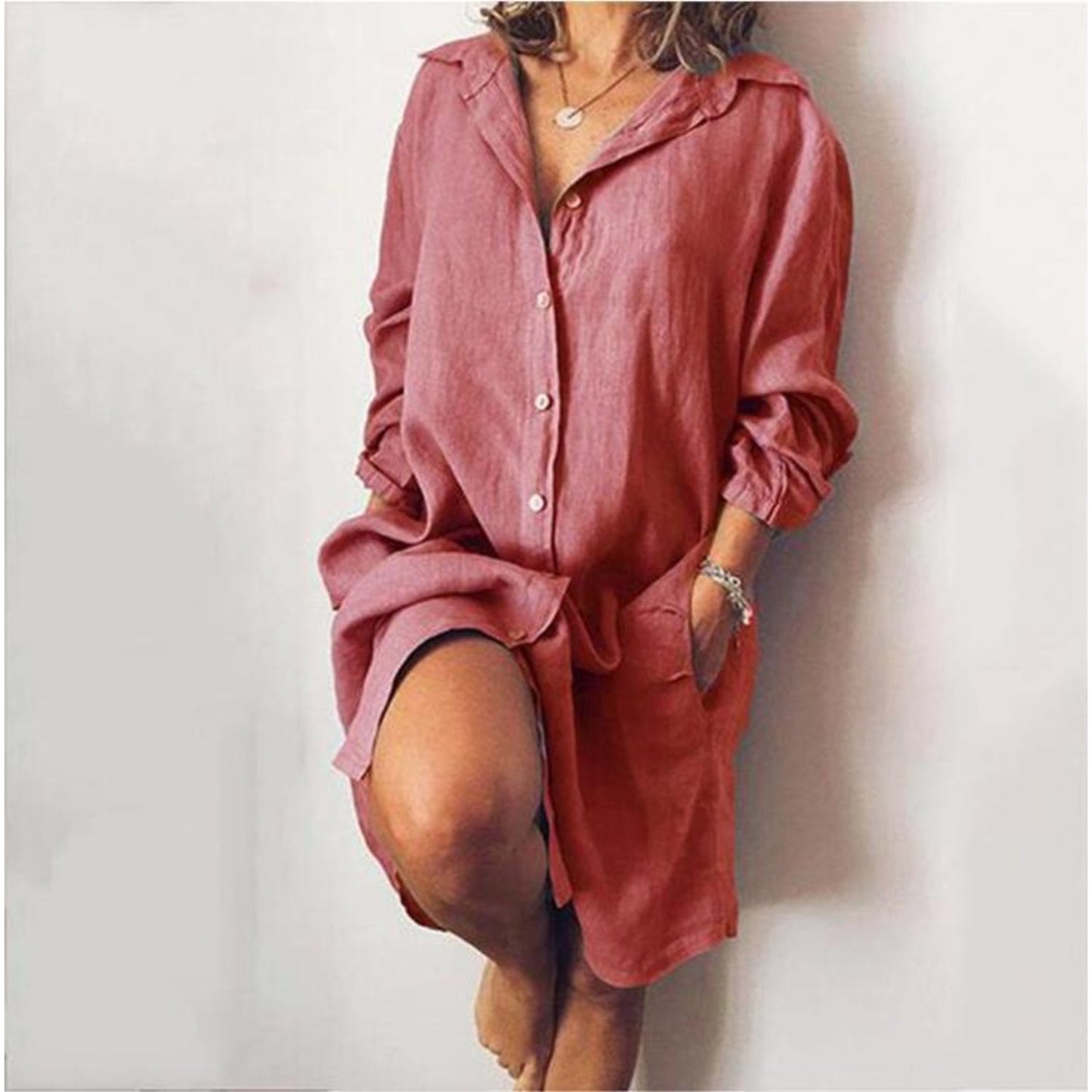 Lory - Blouse Estivale En Lin Avec Coupe Fluide Rose