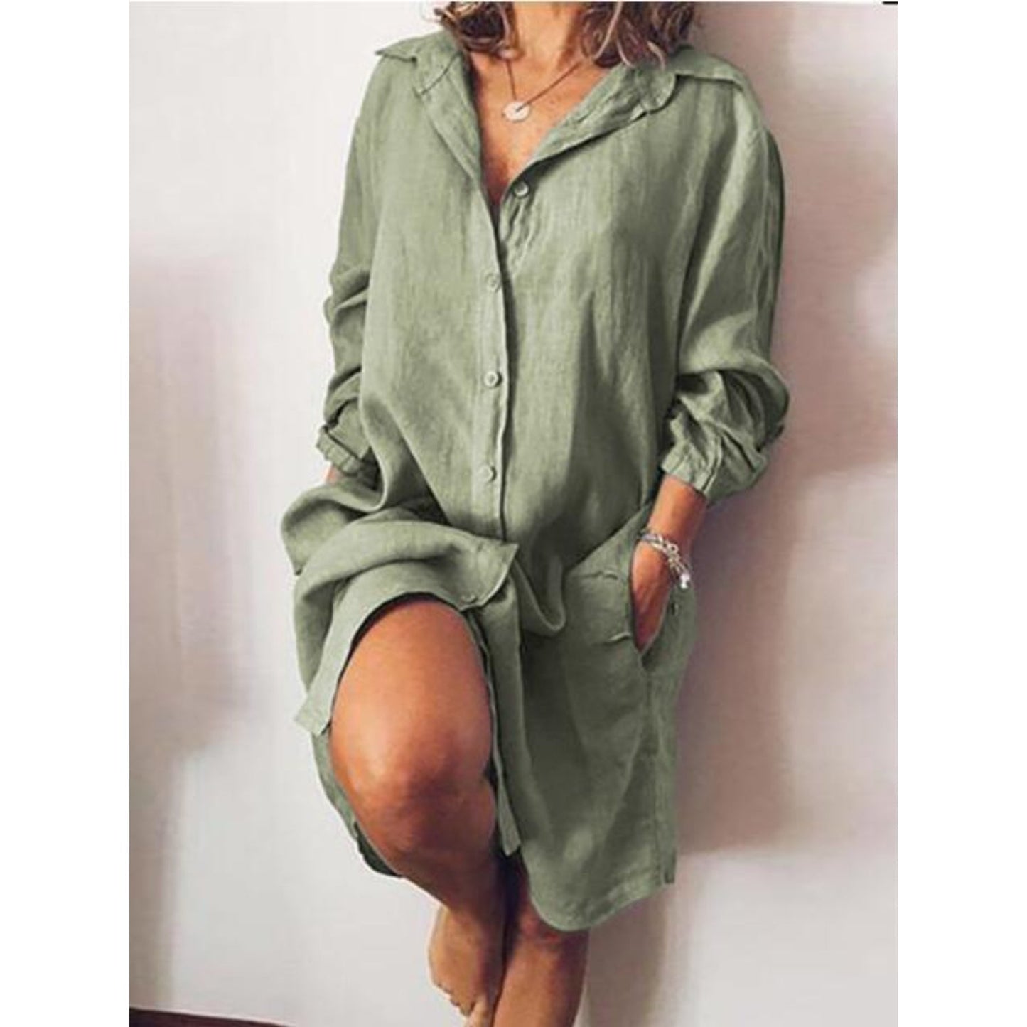 Lory - Blouse Estivale En Lin Avec Coupe Fluide Vert