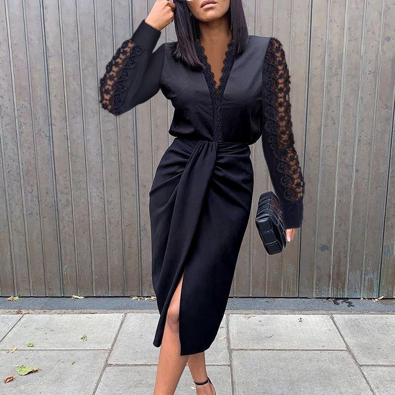 Louise - Robe de mode à imprimé floral Noir 3