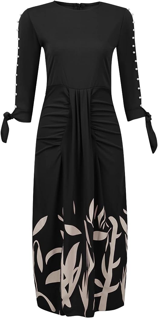 Louise - Robe de mode à imprimé floral Noir 5