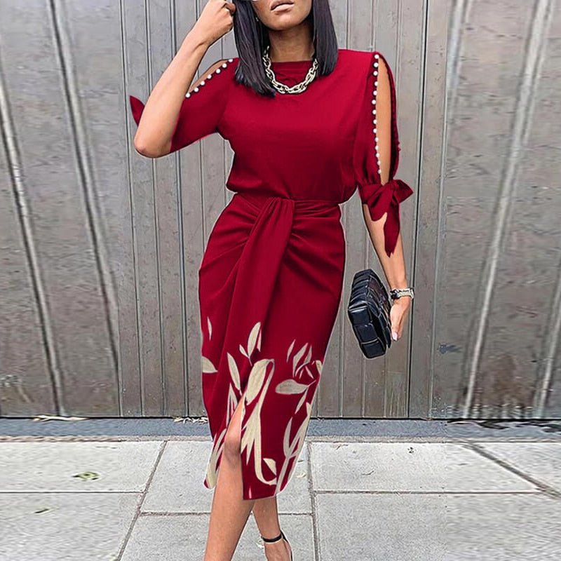 Louise - Robe de mode à imprimé floral Rouge