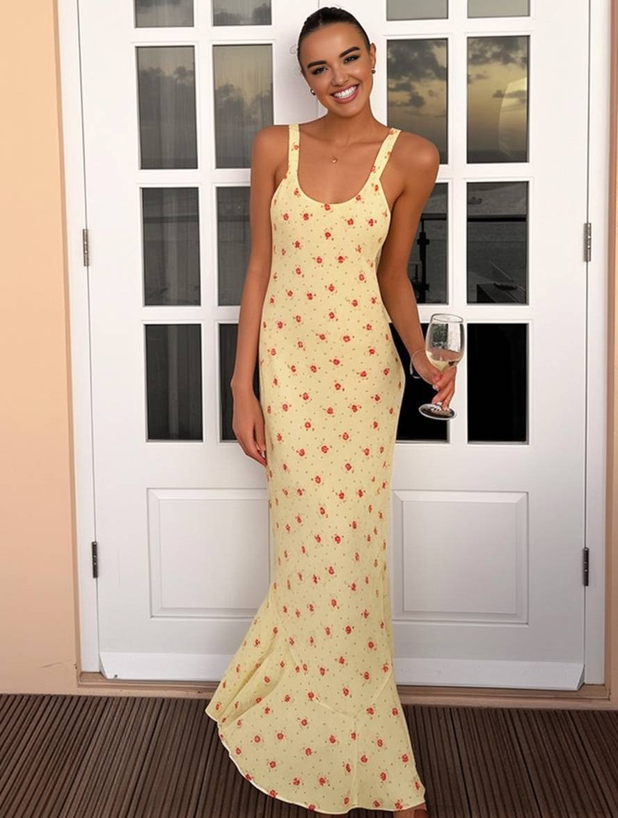 Louna – Robe Longue Fleurie Volantée Élégante Sans Manches 2