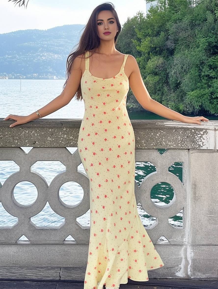 Louna – Robe Longue Fleurie Volantée Élégante Sans Manches 3