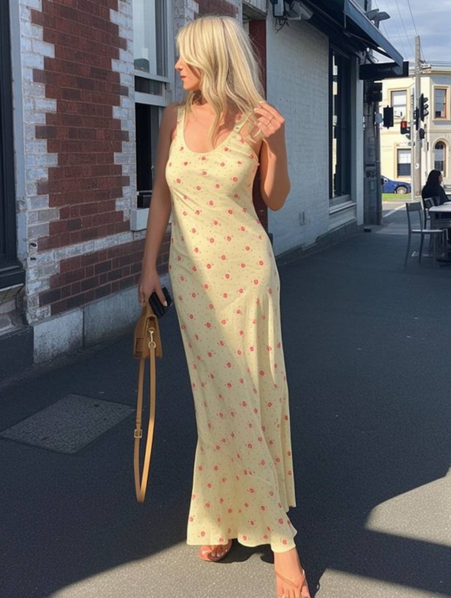 Louna – Robe Longue Fleurie Volantée Élégante Sans Manches 4