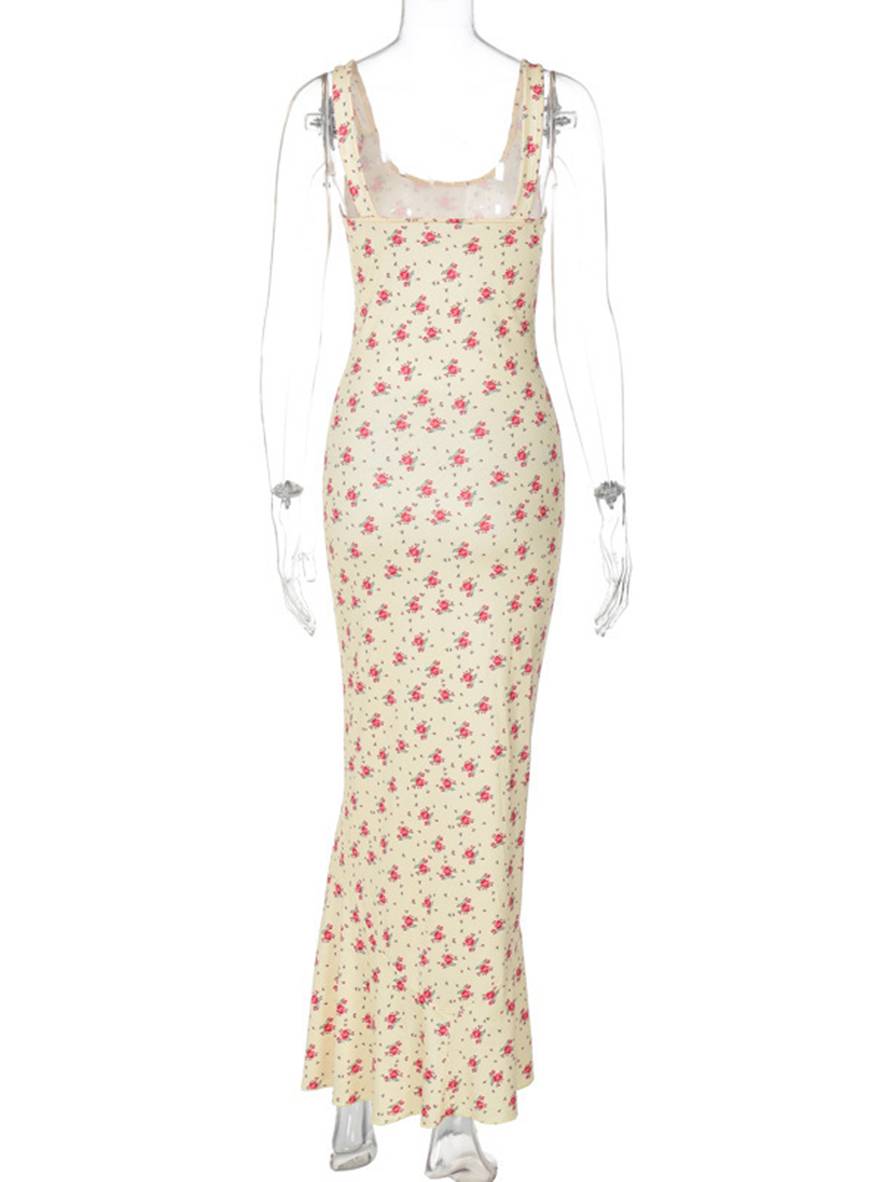 Louna – Robe Longue Fleurie Volantée Élégante Sans Manches 6