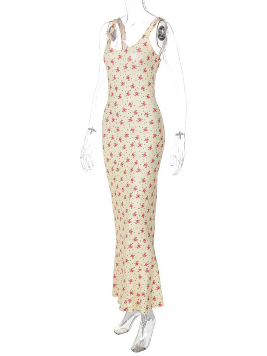 Louna – Robe Longue Fleurie Volantée Élégante Sans Manches 8