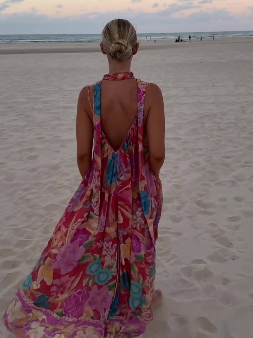 Lydie – Robe Longue Fleurie Hawaïenne Décontractée Sans Manches 4