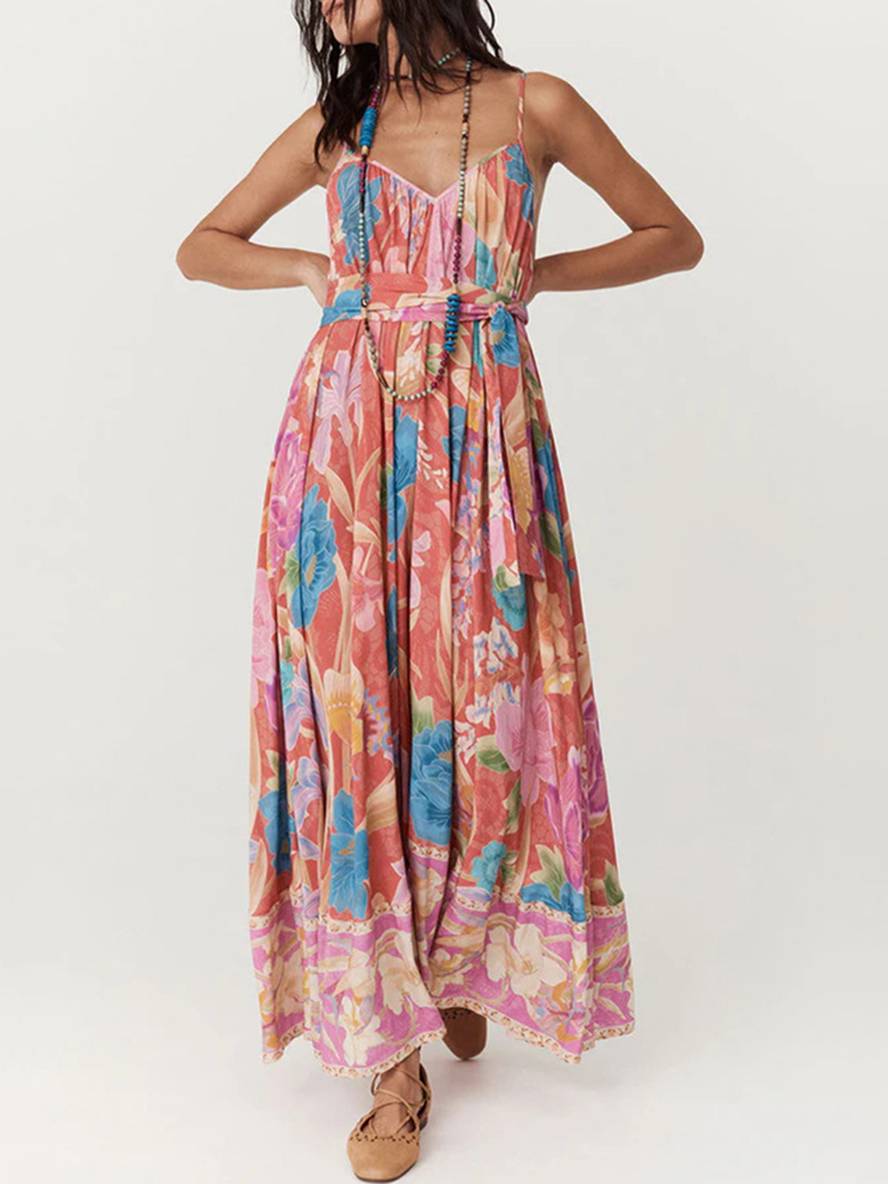 Lydie – Robe Longue Fleurie Hawaïenne Décontractée Sans Manches 5