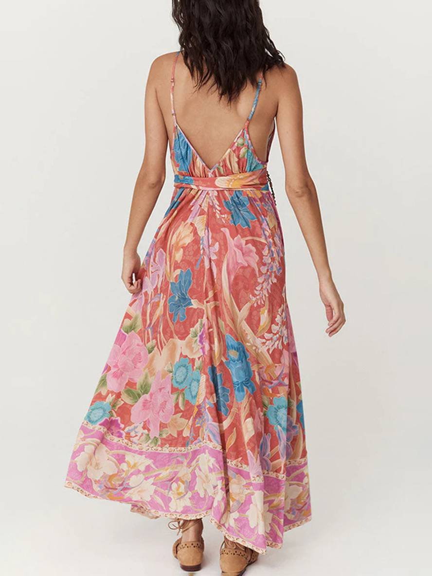 Lydie – Robe Longue Fleurie Hawaïenne Décontractée Sans Manches 7