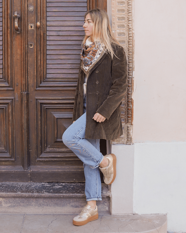 Manon – Baskets Compensées Femme Dorées à Lacets 3