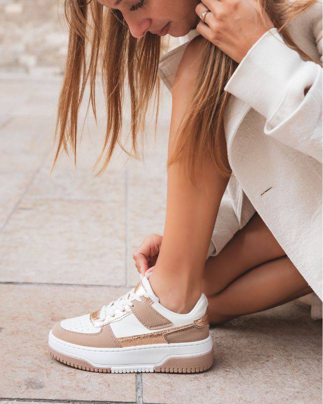 Margaux – Baskets Femme Taupe à Lacets Confortables 2