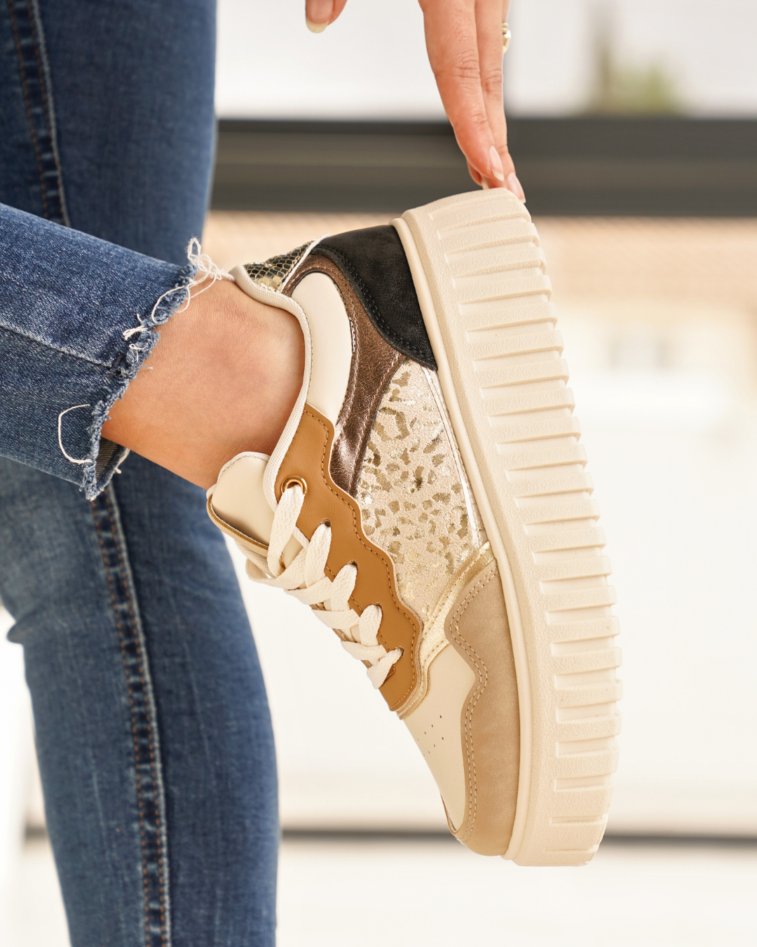 Mireille – Baskets Compensées Femme Taupe Semelle Épaisse 5