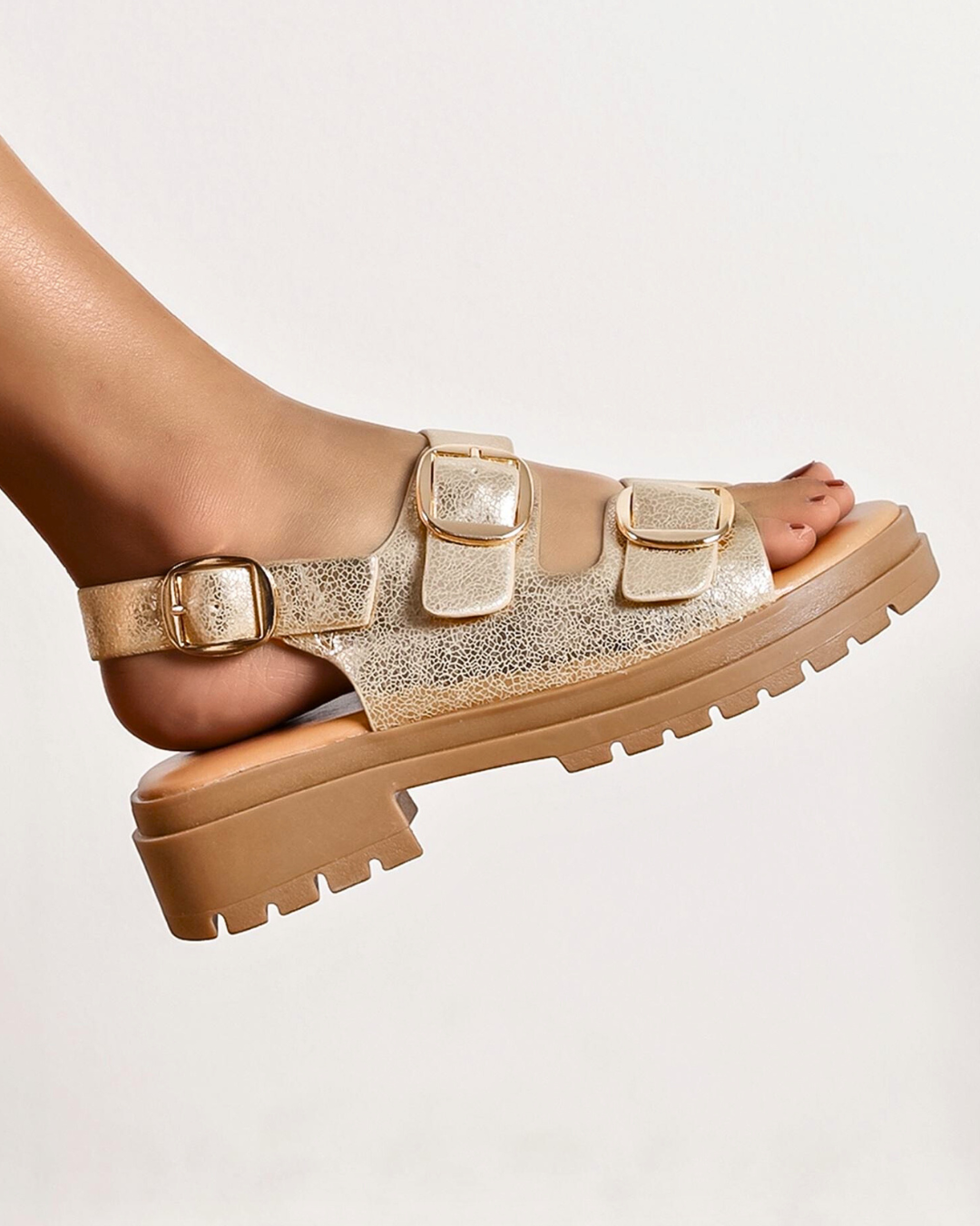 Natacha – Sandales Femme Plateforme Dorées Élégantes Été 2