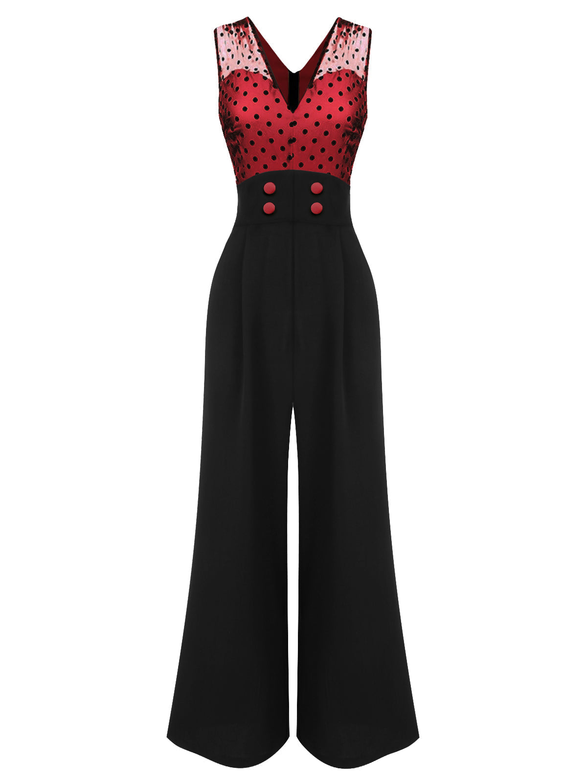 Béatrice – Combinaison Vintage Femme Bleu à Pois Col V Soirée