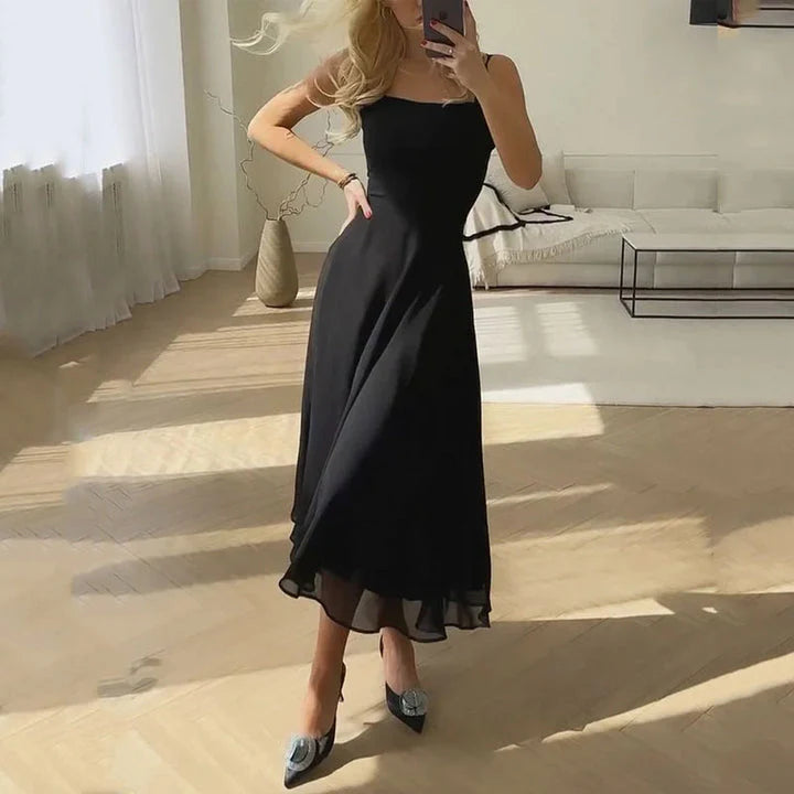 Valina - elegante, ärmellose, einfarbige Kleider Schwarz
