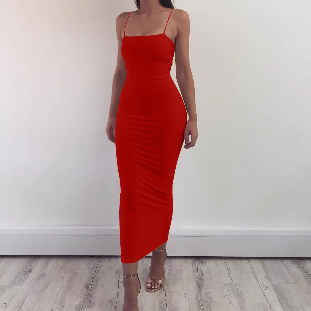 Virline - été femmes robe longue sling robes club sexy bretelles robe Rought
