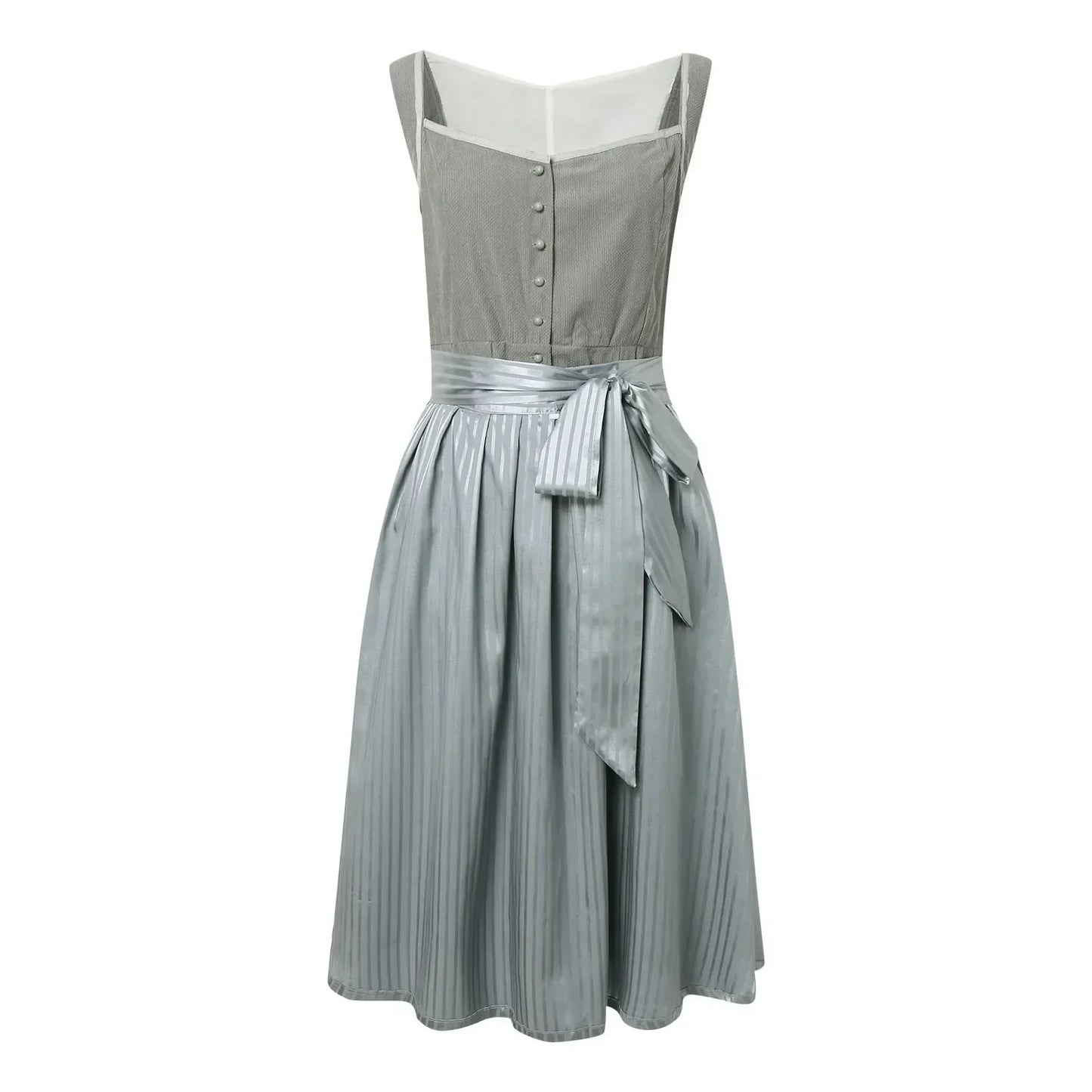Élaine - Robe dirnd à manches longues pour femme avec noeud Bleu 2