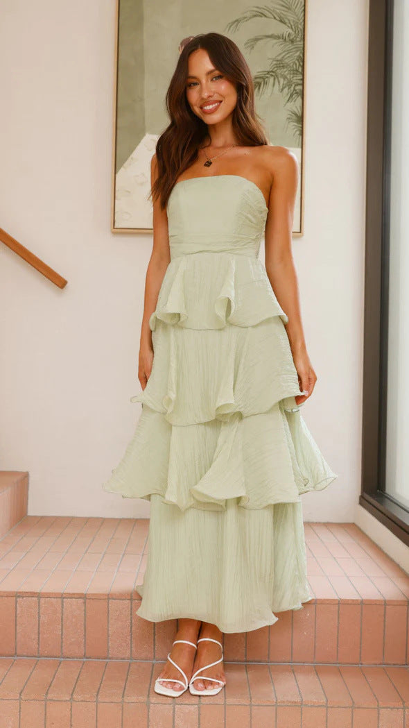 Éline - Mini-robe sans manches à col rond Vert clair