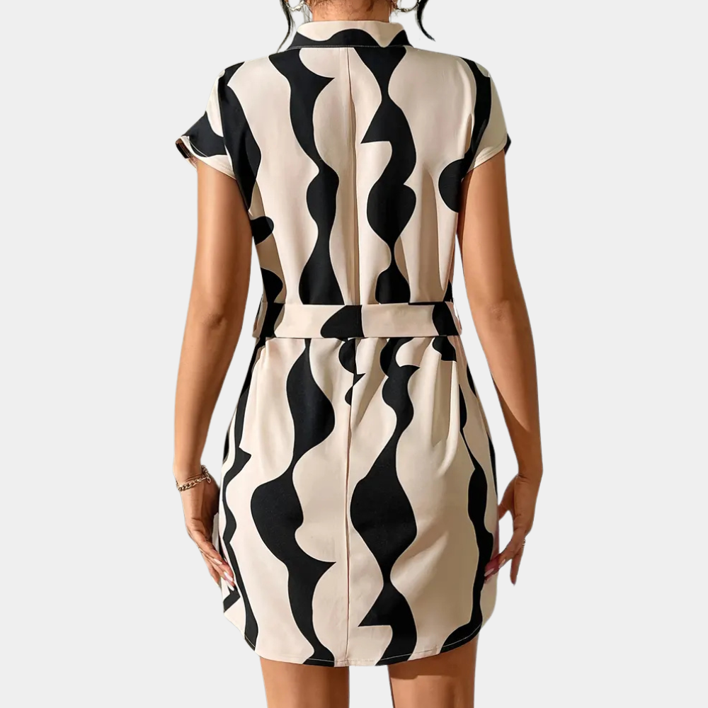 Élisa - Robe d'été tendance en beige avec ceinture Beige 1