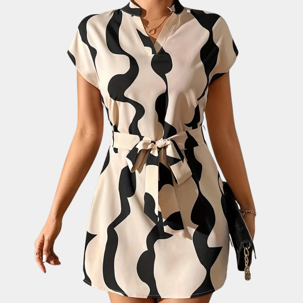 Élisa - Robe d'été tendance en beige avec ceinture Beige 4