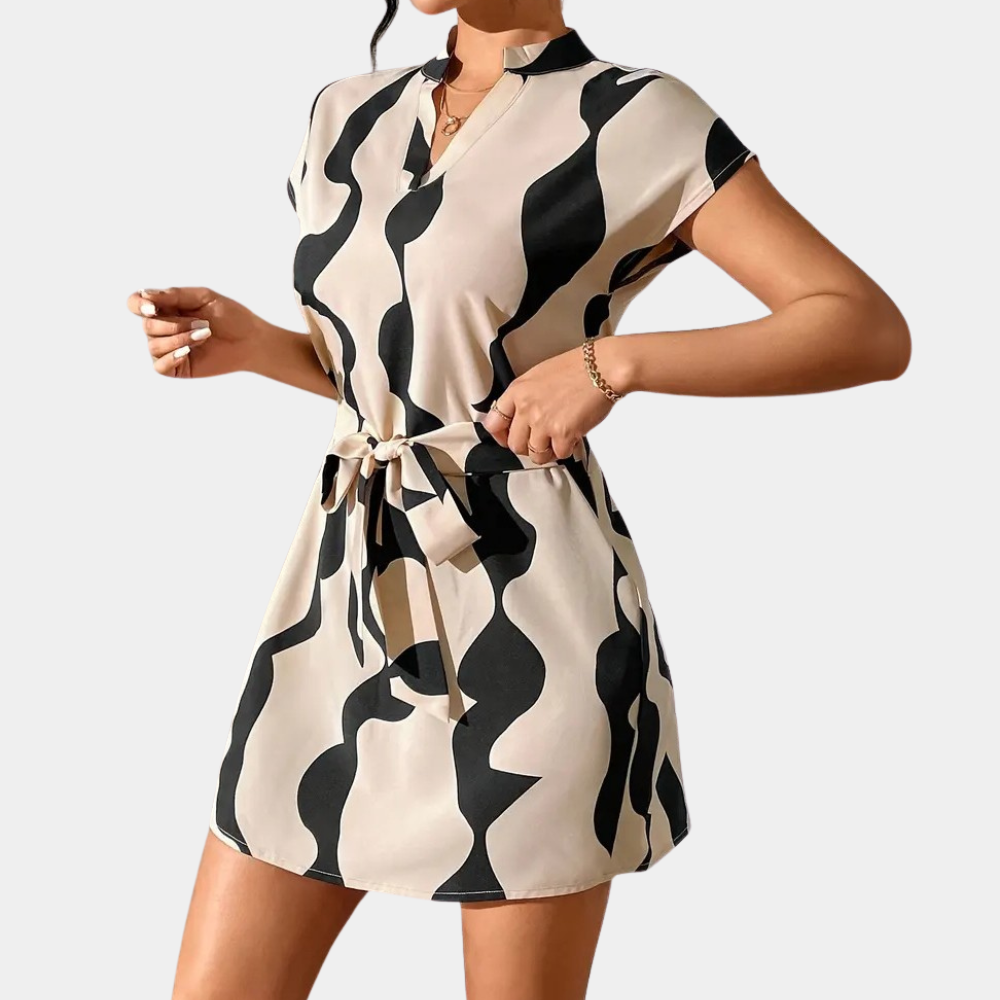 Élisa - Robe d'été tendance en beige avec ceinture Beige 5