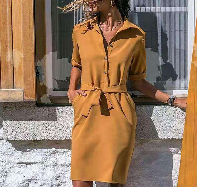 Élita - Robe Cache-Coeur Casual Pour Femme Jaune