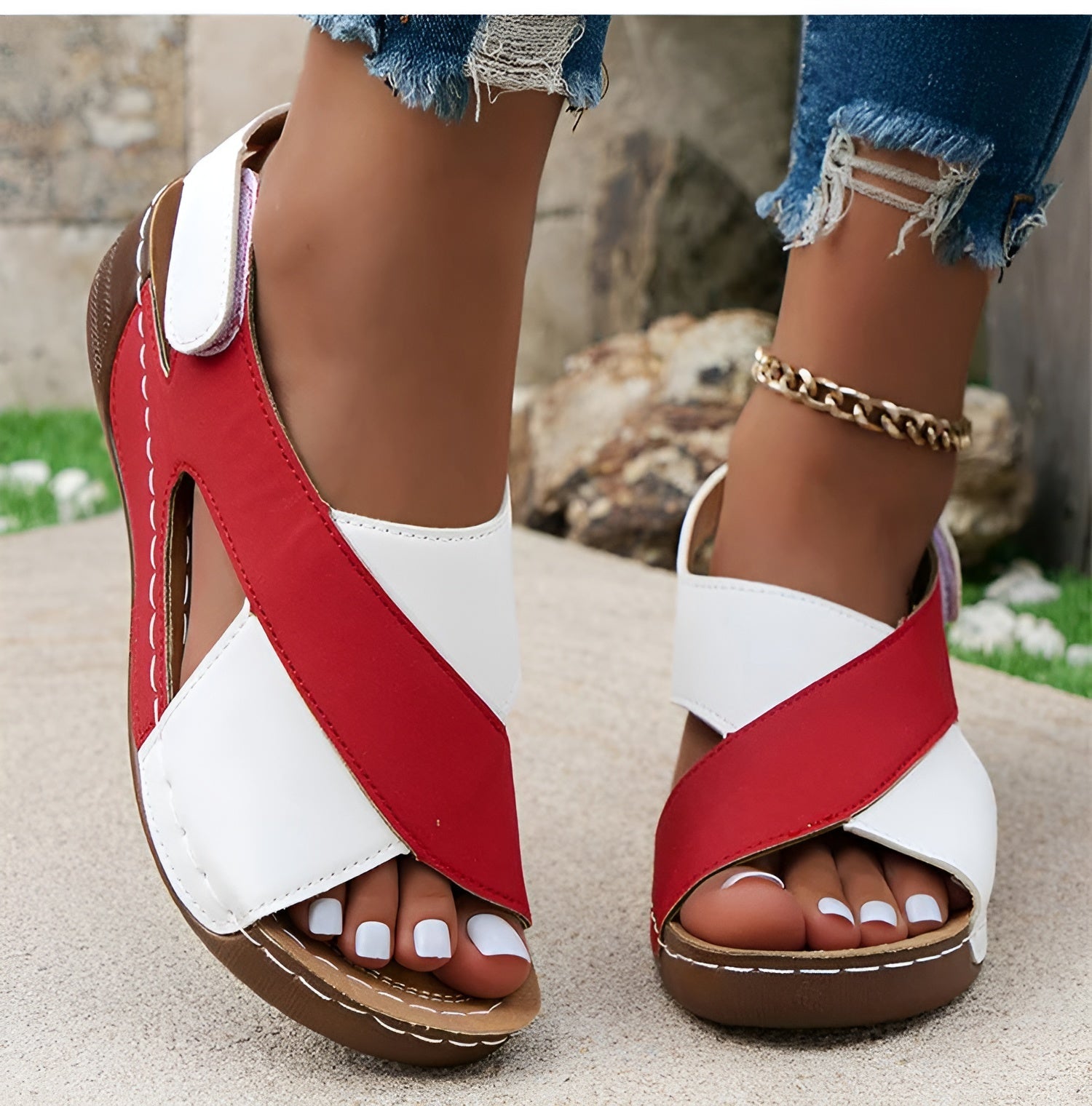 Belinda - Sandales orthopédiques pour femmes Confort et style Rouge