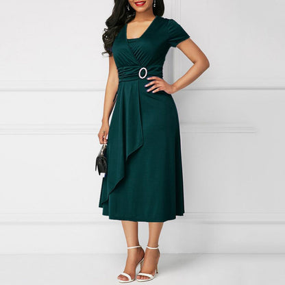 Beline - Robe midi élégante Vert foncé
