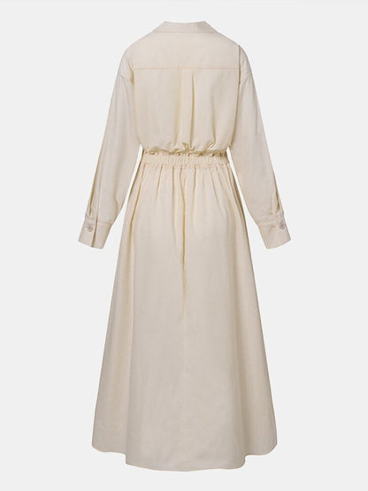 Bellona - Longue robe à revers décontractée Beige