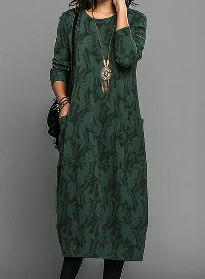 Belva - Robe d'hiver décontractée à col rond Vert