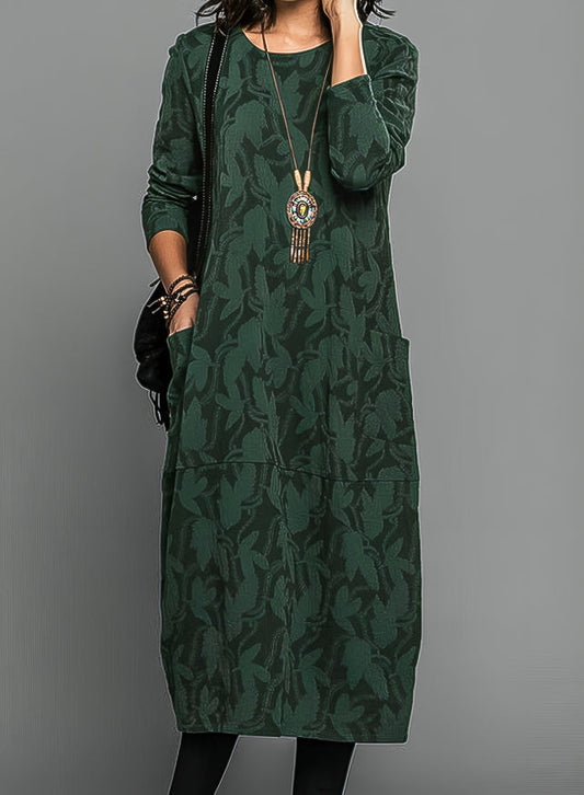 Belva - Robe d'hiver décontractée à col rond Vert