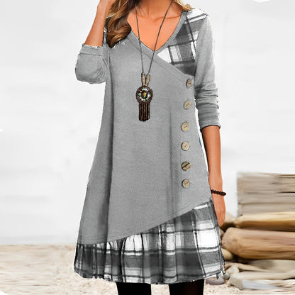 Bethsabée - Robe à carreaux géométriques Gris