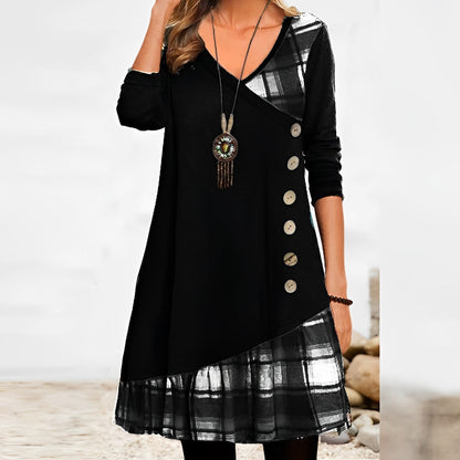 Bethsabée - Robe à carreaux géométriques Noir