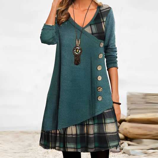 Bethsabée - Robe à carreaux géométriques Vert